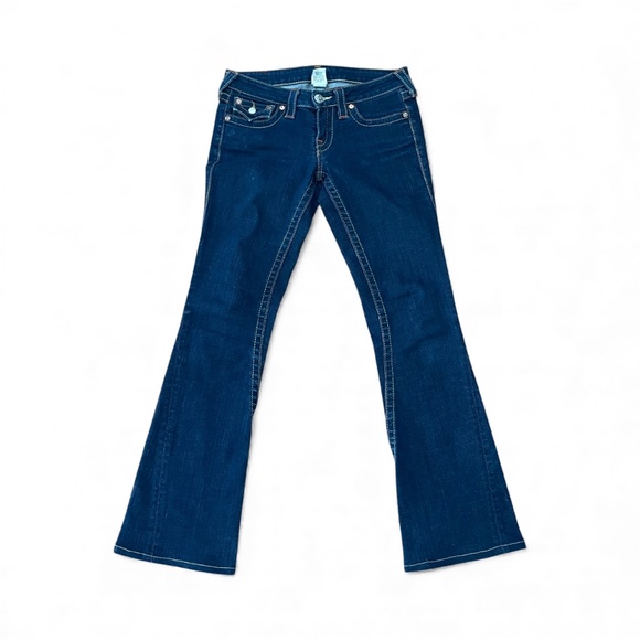 VTG Authentic True Religion Women’s Joey Flare Jeans 27x31 Denim Embroidered USA - Picture 1 of 8